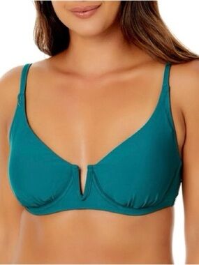 NWOT Anne Cole Limited Edition Ladies Swim V-Wire Bikini Top Ocean Green Sz  XXL